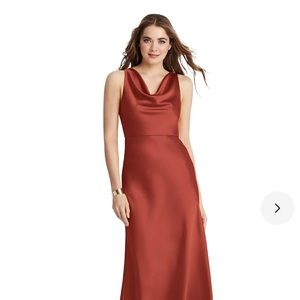 Lovely red satin cowl neck dress